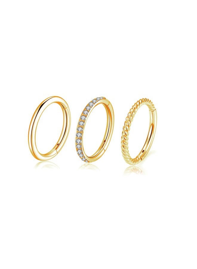 HQLA 16G 8mm 10mm Hinged Clicker Segment CZ Twisted Clicker Nose Rings Hoop Helix Cartilage Daith Tragus Sleeper Earrings Body Piercing for Women Men Girls, Stainless Steel, cubic zirconia - Image 1