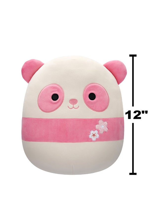 Squishmallows دبدوب باندا وردية متوسطة بحجم 12 بوصة مع زهور ساكورا مرخص رسميًا من كيلي توي لعبة محشوة ملونة وناعمة هدية للأطفال البنات والأولاد قابلة للغسل لعبة قابلة للعصر بألوان متعددة لجميع الأعمار  - Image 5