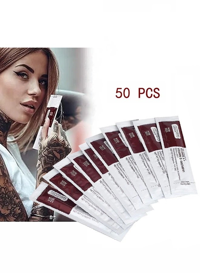 Tattoo Scar Repair Gel, 50Pcs Microblading Aftercare Ointment Vitamin A and D Anti-Inflammatory Anti Scar Tattoo Aftercare Cream for Makeup Microblading and Tattoo Healing Art Tattoo Supplies