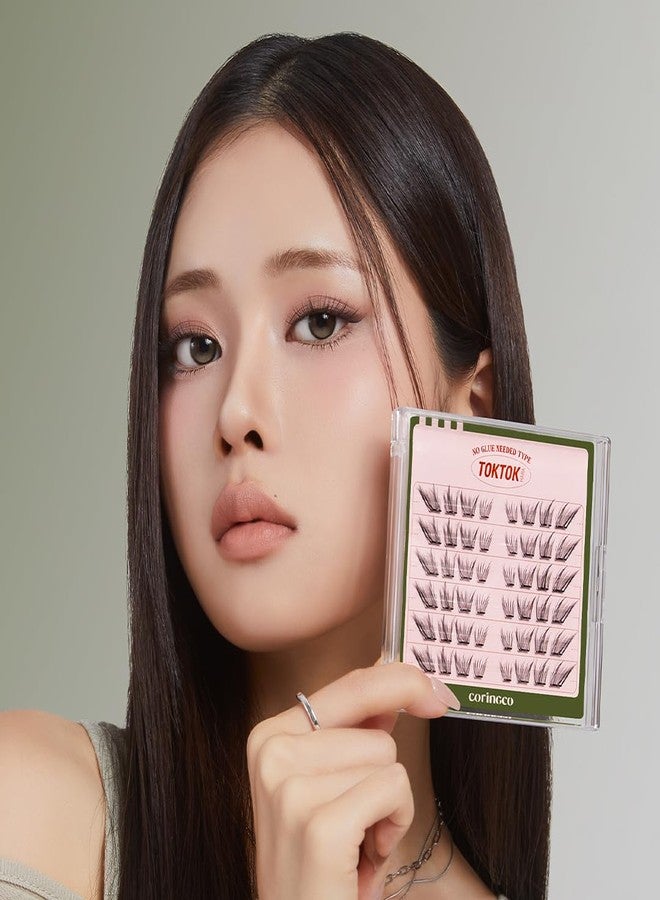 CORINGCO Toktok Hara Light Self Adhesive False Eyelashes, Natural Look, No Glue Needed, Assorted Set of 9/10/11mm, Reusable Lash Clusters Kbeauty (Cats) - Image 2