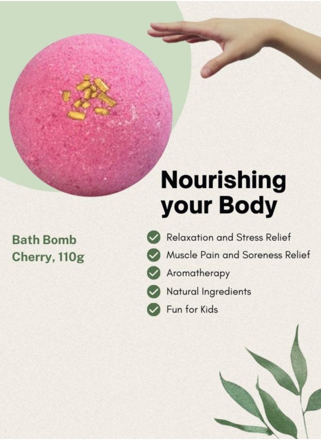 Soap&Friends Soap&Friends Cherry Bath Bomb 110g – Fizzy Fruity Bath Bomb with Sweet Cherry Scent – Moisturizing Natural Spa Bath Bomb  - Image 4