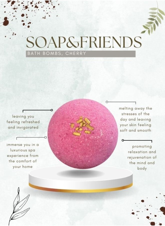 Soap&Friends Soap&Friends Cherry Bath Bomb 110g – Fizzy Fruity Bath Bomb with Sweet Cherry Scent – Moisturizing Natural Spa Bath Bomb  - Image 3