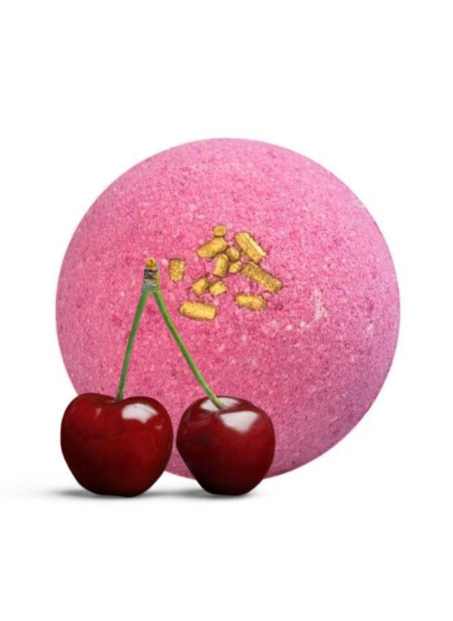 Soap&Friends Soap&Friends Cherry Bath Bomb 110g – Fizzy Fruity Bath Bomb with Sweet Cherry Scent – Moisturizing Natural Spa Bath Bomb  - Image 1