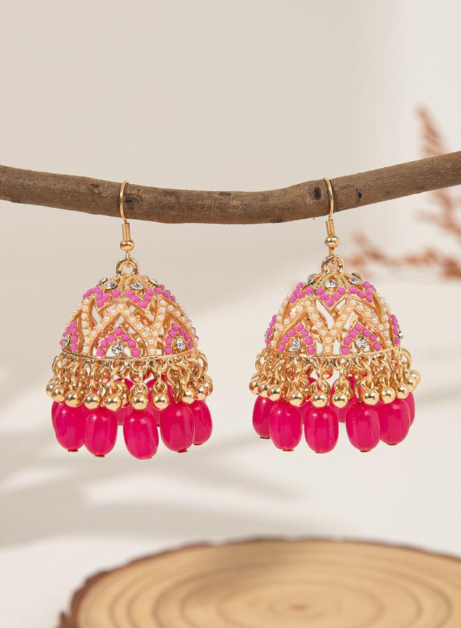 Take Two Embellished Jhumka Dangle Earrings - Image 3