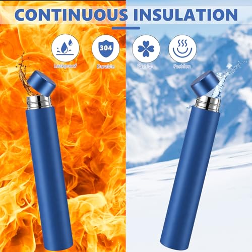 Vesici 2 Pack Dark Blue Slim Water Bottle 8.8 oz Small Stainless Steel Purse Compact Insulated Water Bottles Camping Travel Backpack Pocket Flask for Car Cold Coffee Tea - Image 4