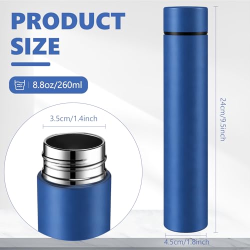 Vesici 2 Pack Dark Blue Slim Water Bottle 8.8 oz Small Stainless Steel Purse Compact Insulated Water Bottles Camping Travel Backpack Pocket Flask for Car Cold Coffee Tea - Image 2
