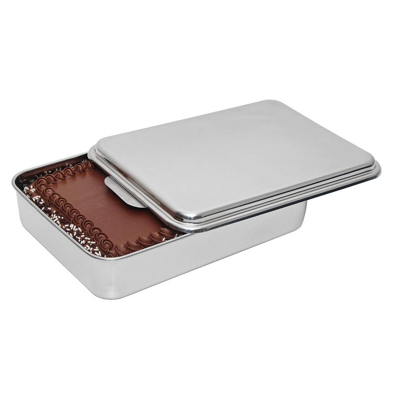 Lindy's Stainless Steel 9 X 13 Inches Covered Cake Pan with Stainless Steel Lid, Deep Pan for Baking Cakes, Breads, Casseroles, Fish, Vegetables and More - Image 2