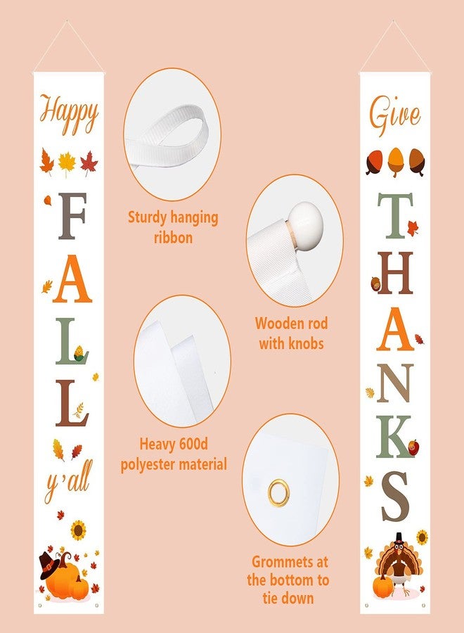 DAZONGE Fall Decor | Thanksgiving Decorations | Happy Fall Y'all & Give Thanks Porch Banners for Thanksgiving Decor | Welcome Fall Signs - Image 5
