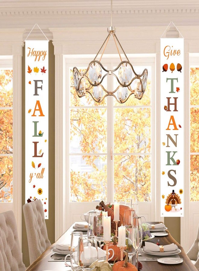DAZONGE Fall Decor | Thanksgiving Decorations | Happy Fall Y'all & Give Thanks Porch Banners for Thanksgiving Decor | Welcome Fall Signs - Image 4