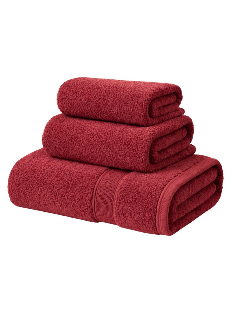 ATEN Homeware 3 Piece Egyptian Cotton Bath Towels Set - 1 Extra Large Hand Towel 50 x 90 cm and 2 Face Towels 30 x 30 cm - Super Soft & Highly Absorbent, Quick Dry Towels (Cranberry) - Image 1