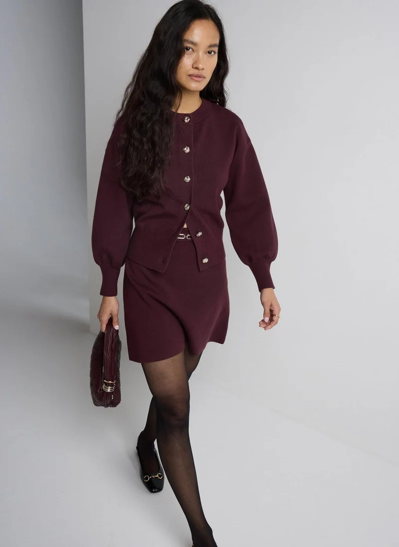 Matalan Et Vous Burgundy Button Cardigan