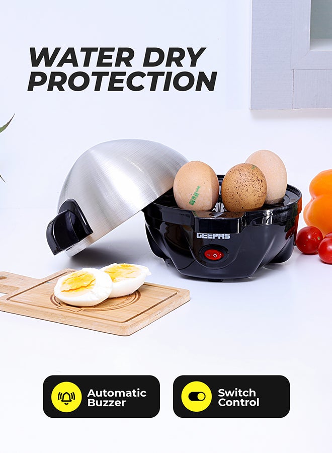 GEEPAS Egg Boiler, PP & SS Boiler, 7 Eggs at Once, GEB63032UK, Food Grade Stainless Steel Material, Power Lights & Automatic Buzzer, Soft/ Medium/ Hard Degree, Quick Healthy And Hassle Free, Steamer Function 350 W GEB63032UK Black & Silver - Image 5