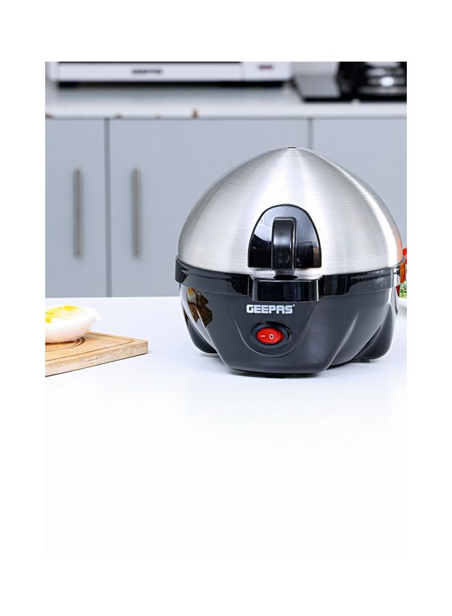 GEEPAS Egg Boiler, PP & SS Boiler, 7 Eggs at Once, GEB63032UK, Food Grade Stainless Steel Material, Power Lights & Automatic Buzzer, Soft/ Medium/ Hard Degree, Quick Healthy And Hassle Free, Steamer Function 350 W GEB63032UK Black & Silver - Image 1