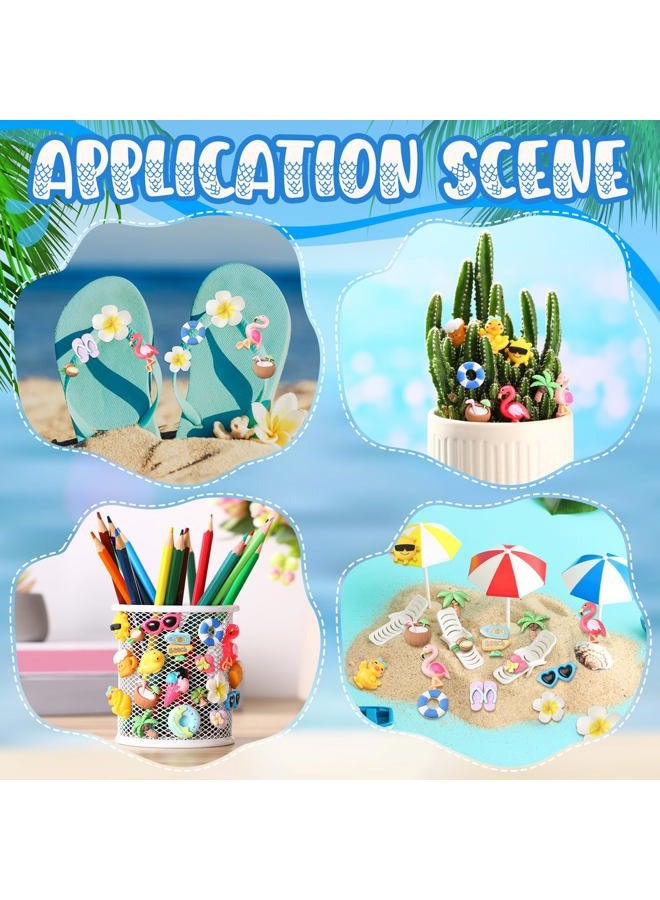 Giegxin 40 Pcs Summer Resin Charm Hawaii Beach Coconut Flamingo Plumeria Flower Flatback Cabochon Accessories Cute Embellishments Bulk for Jewelry Cellphone Case Scrapbooking Headband DIY Craft Making - Image 5