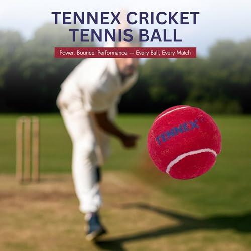 TENNEX Rubber Cricket Tennis Ball Heavy/Hard in Red Colour | Standard Size | Overarm Cricket | Approx125 Grams (Standard, 12) - Image 2