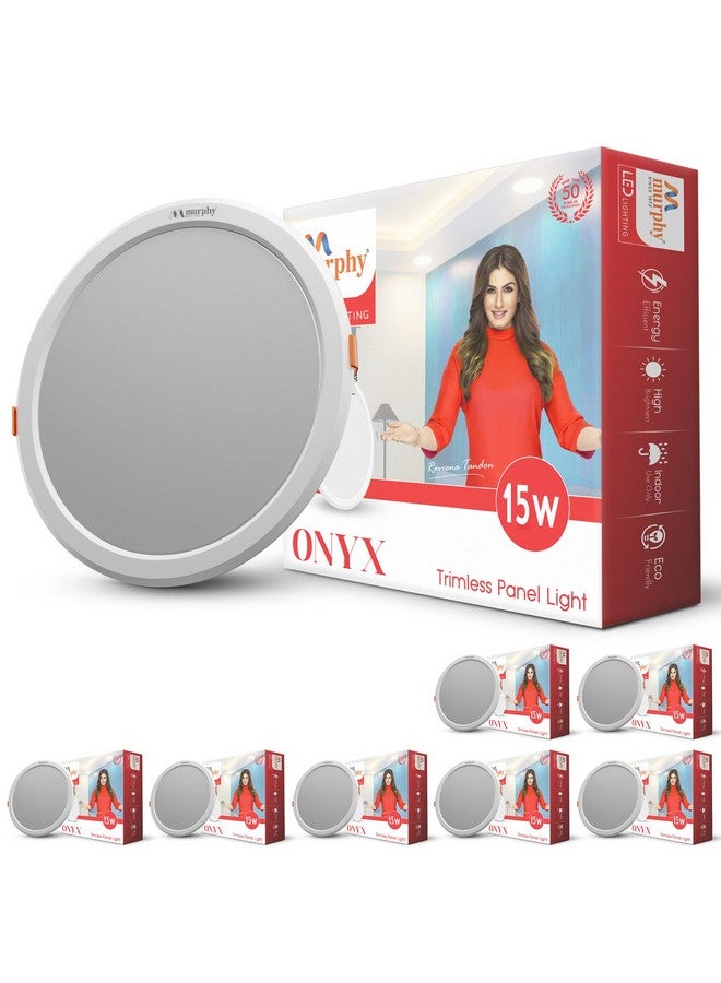 Murphy Trimless Round LED Panel Light - 15W Cool White | Glare-Free, Recessed Ceiling Downlight for Home & Commercial - Pack of 8 - Image 1