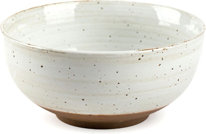 MIXING AND SERVING BOWL 9 INCH CERAMIC STONEWARE HANDMADE WHITE MICROWAVE DISHWASHER SAFE