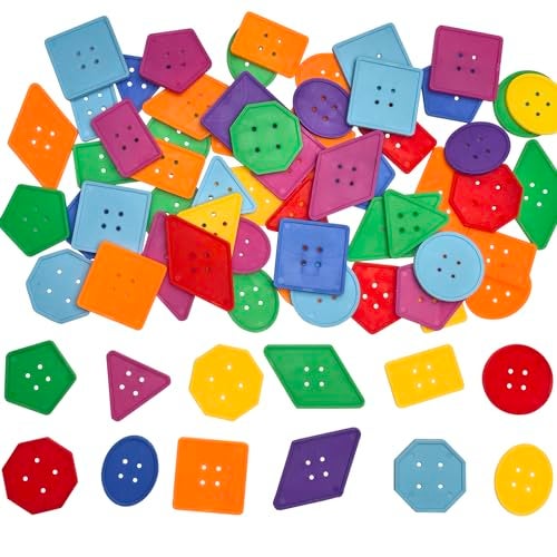 Chenkou Craft Mix 20pcs Bright Buttons - 1.25 Inch Kids Vivid Colors Large Nylon Assorted Shape Colorful Buttons for Arts, Crafts & DIY Projects - Image 1
