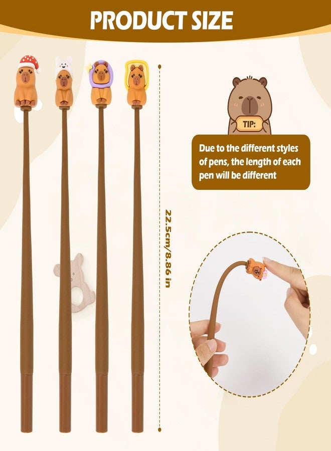 LiYiQ 48Pcs Capybara Cartoon Cute Fun Pens for Kids Kawaii Animal Gel Black Ink Pen, Cute Capybara Pens for School Office Home Student Kids Present - Image 3