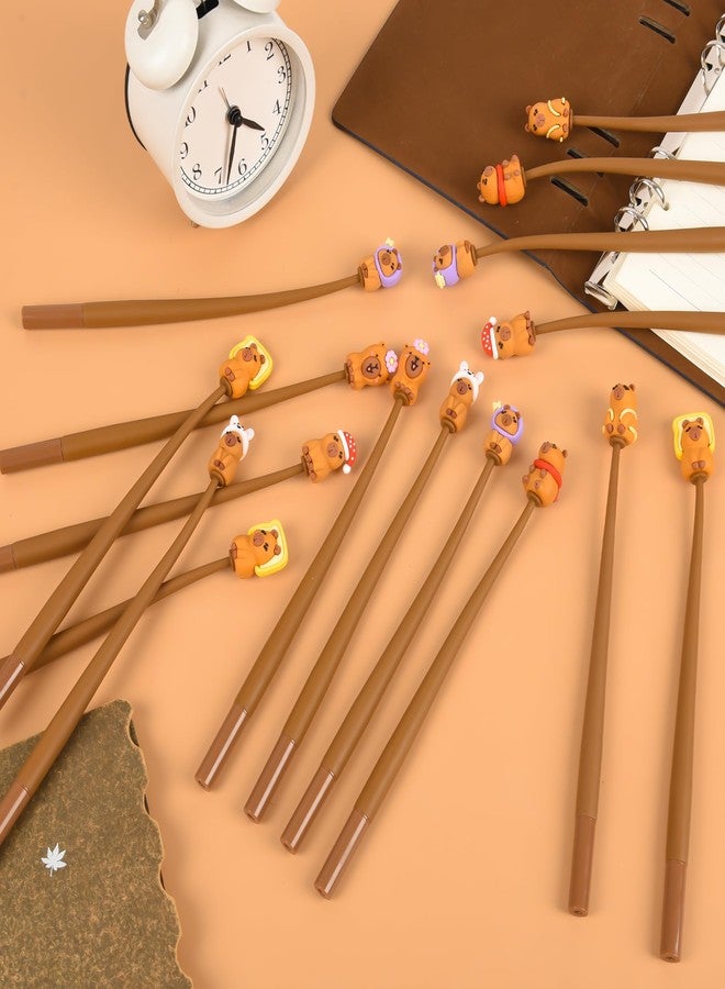 LiYiQ 48Pcs Capybara Cartoon Cute Fun Pens for Kids Kawaii Animal Gel Black Ink Pen, Cute Capybara Pens for School Office Home Student Kids Present - Image 4