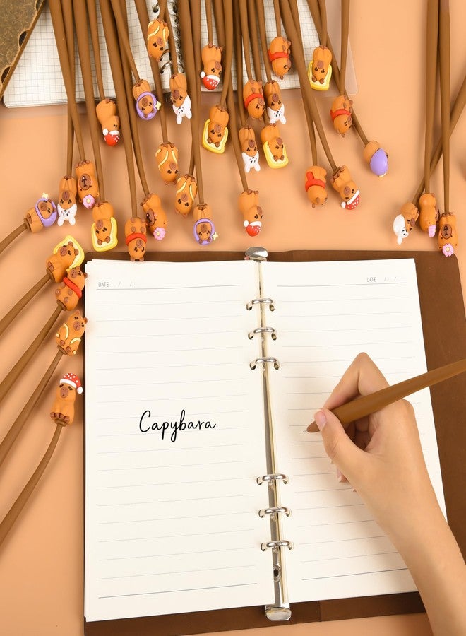 LiYiQ 48Pcs Capybara Cartoon Cute Fun Pens for Kids Kawaii Animal Gel Black Ink Pen, Cute Capybara Pens for School Office Home Student Kids Present - Image 5