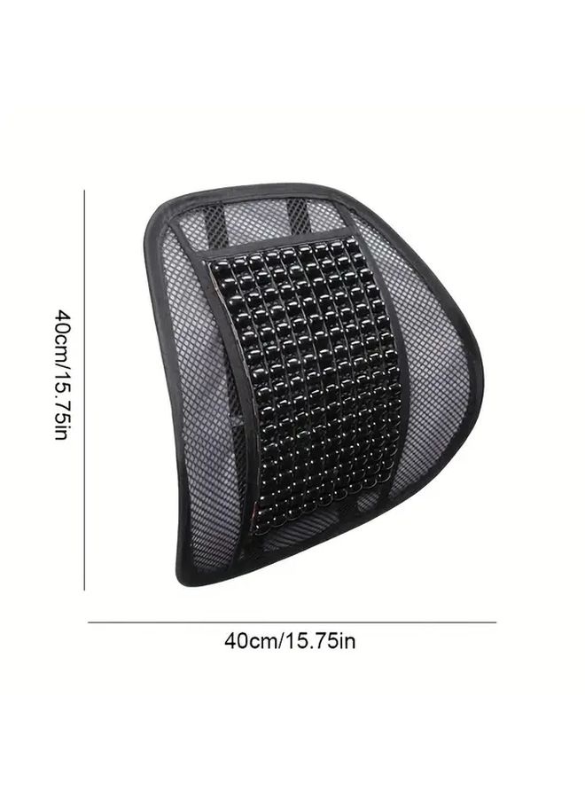 Coffee Color Wooden Bead Lumbar Support Cushion with Massage for Car Office Home Seat Backrest - Image 2