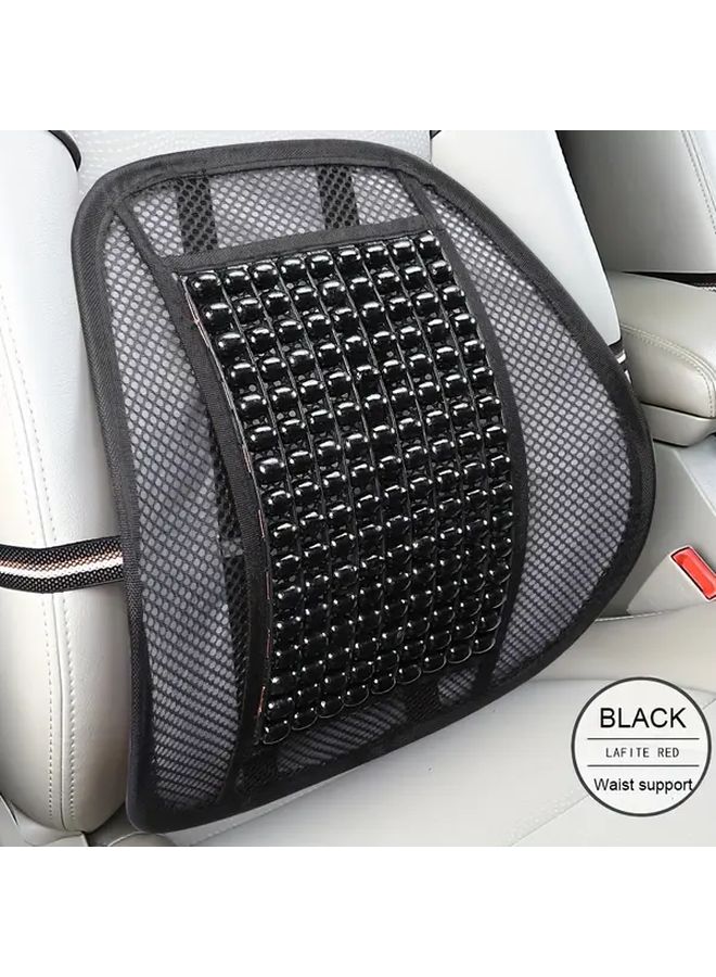 Coffee Color Wooden Bead Lumbar Support Cushion with Massage for Car Office Home Seat Backrest - Image 3