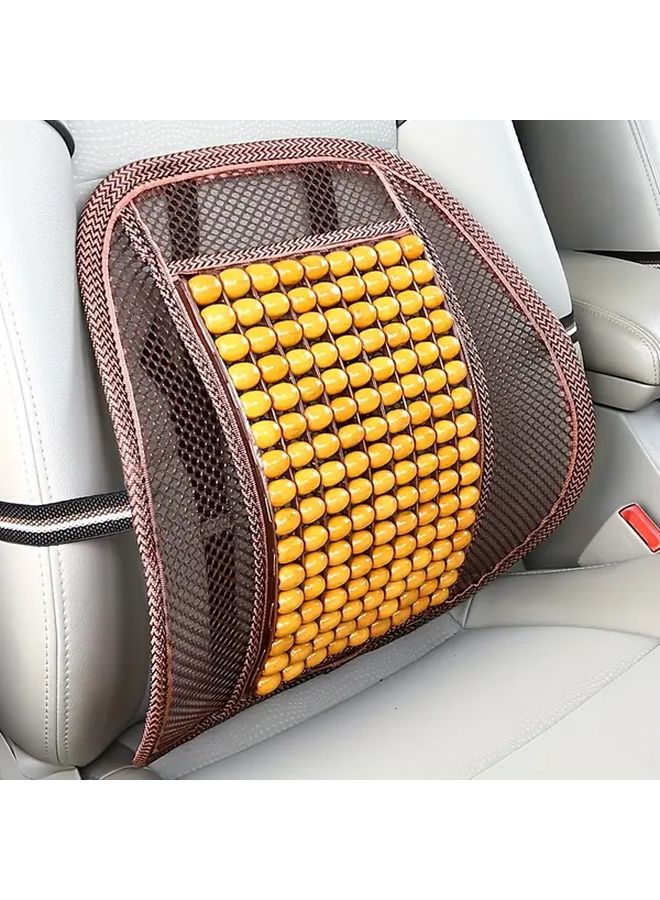Coffee Color Wooden Bead Lumbar Support Cushion with Massage for Car Office Home Seat Backrest - Image 5