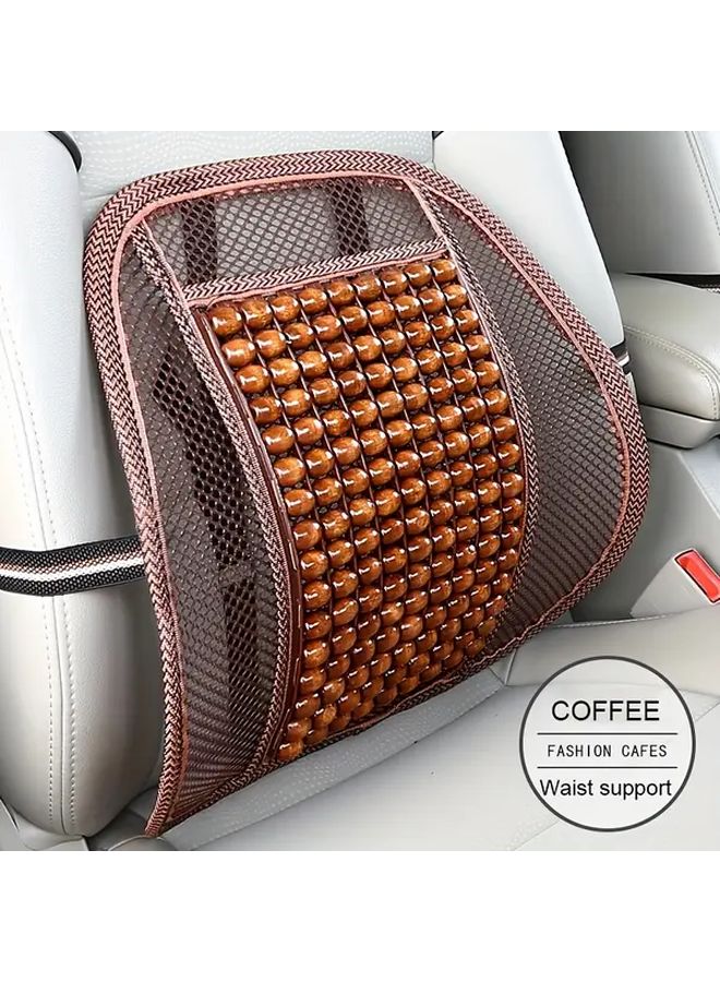 Coffee Color Wooden Bead Lumbar Support Cushion with Massage for Car Office Home Seat Backrest - Image 4