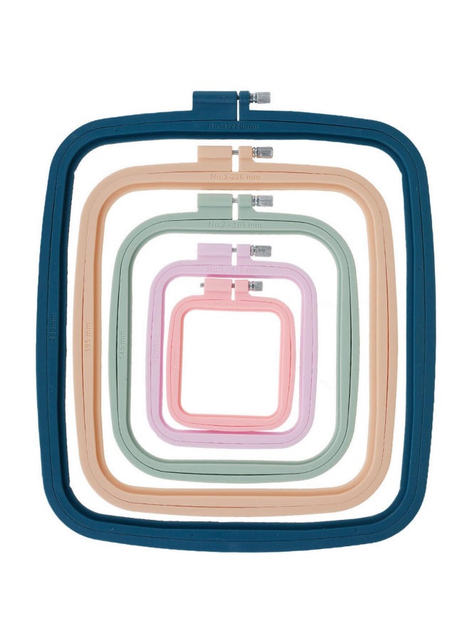 5 Pieces Square Embroidery Hoops ABS Plastic Multicolor Cross Stitch Hoop for Cross Stitch For DIY Embroidery Craft Cross Stitch and DIY Craft Sewing 5 Sizes - Image 1