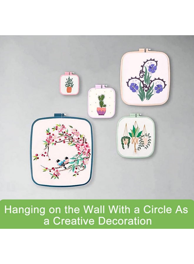 5 Pieces Square Embroidery Hoops ABS Plastic Multicolor Cross Stitch Hoop for Cross Stitch For DIY Embroidery Craft Cross Stitch and DIY Craft Sewing 5 Sizes - Image 5