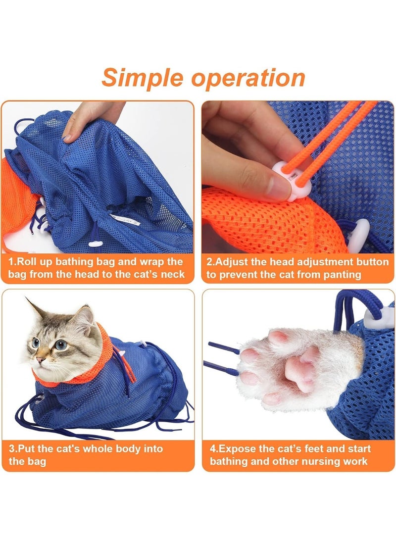 Relex Cat Bathing Bag, Adjustable Breathable Mesh Grooming and Nail Trimming Bag, Soft Polyester Anti-Scratch Cat Washing Restraint for Small and Medium Cats - Image 5
