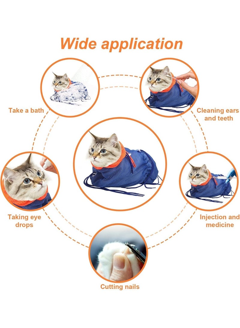 Relex Cat Bathing Bag, Adjustable Breathable Mesh Grooming and Nail Trimming Bag, Soft Polyester Anti-Scratch Cat Washing Restraint for Small and Medium Cats - Image 3