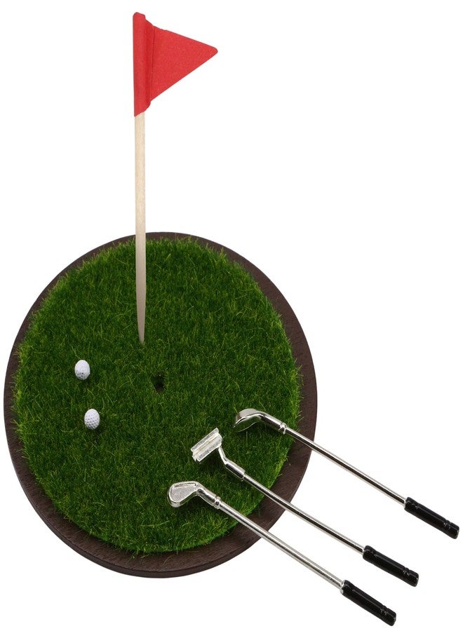 KH866 Miniature Golf Set Dollhouse 1:6 and 1:12 Scale Ornament, Includes Mini Golf Practice Grass Mat, 3 Golf Clubs, 2 Golf Balls, 1 Flag Decorations for Props Accessories, Gift for Goft Enthusiasts - Image 1