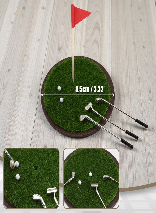 KH866 Miniature Golf Set Dollhouse 1:6 and 1:12 Scale Ornament, Includes Mini Golf Practice Grass Mat, 3 Golf Clubs, 2 Golf Balls, 1 Flag Decorations for Props Accessories, Gift for Goft Enthusiasts - Image 3