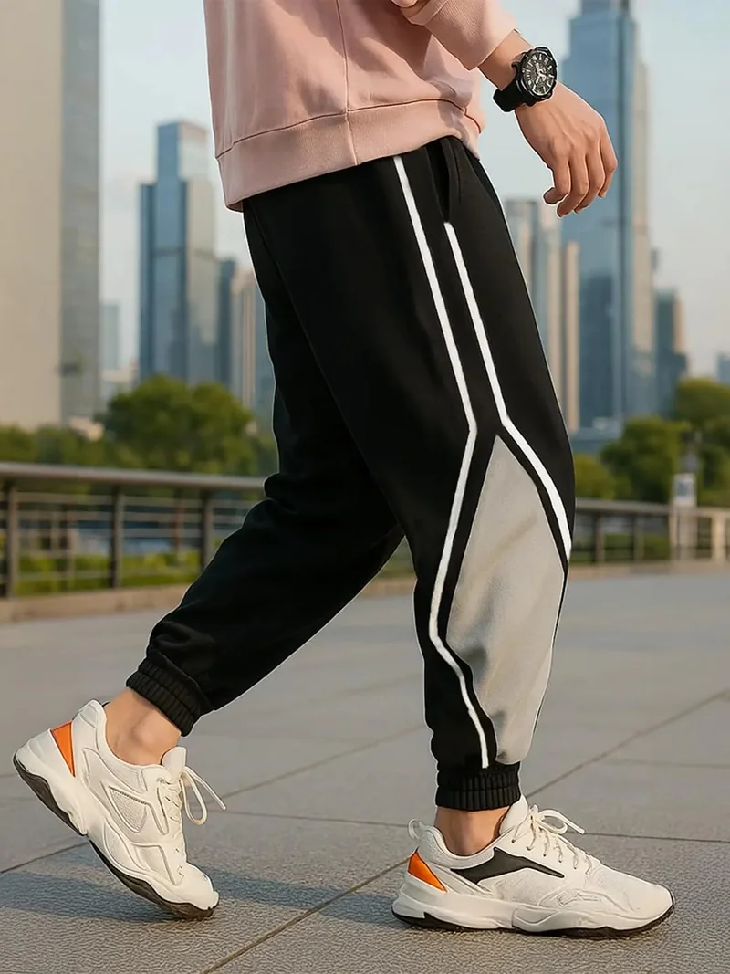 نوبيرو بنطلون رياضي رجالي أسود ورمادي