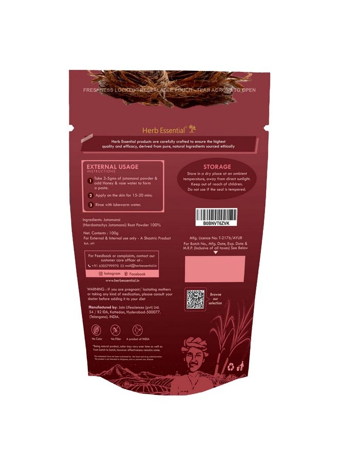 Herb Essential - Jatamansi Root Powder, 200 G | Promotes Hair Growth | For Strong, Shiny, And Silky Hair | For Dandruff & Spilt Ends Free Hair | Moisturizes Scalp | 100% Pure And Natural - Image 1