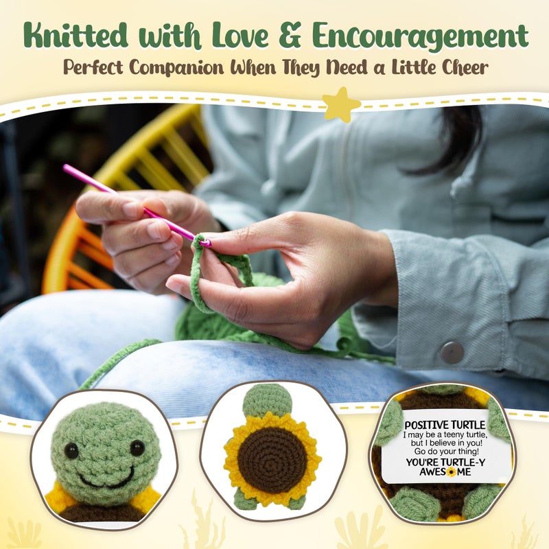 OASSIE Easter Basket Stuffers Gifts for Teens Kids - Positive Turtle Crochet Animals, Birthday Relaxation Gifts for Teen Girls Boys Daughter Mom Sister Friend Women - Image 4
