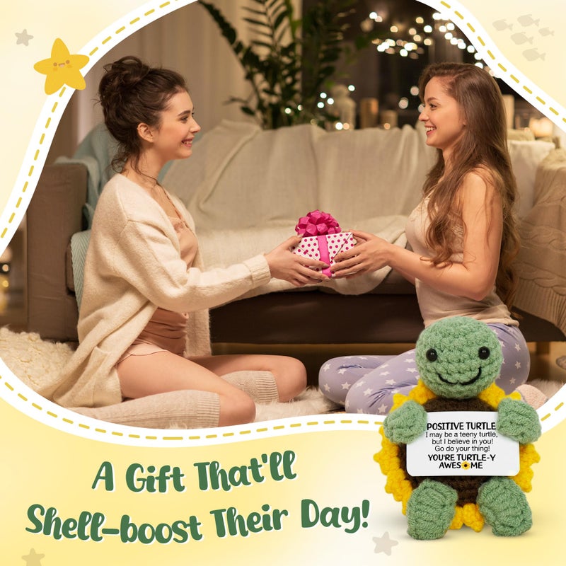 OASSIE Easter Basket Stuffers Gifts for Teens Kids - Positive Turtle Crochet Animals, Birthday Relaxation Gifts for Teen Girls Boys Daughter Mom Sister Friend Women - Image 2