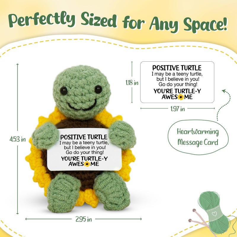OASSIE Easter Basket Stuffers Gifts for Teens Kids - Positive Turtle Crochet Animals, Birthday Relaxation Gifts for Teen Girls Boys Daughter Mom Sister Friend Women - Image 3