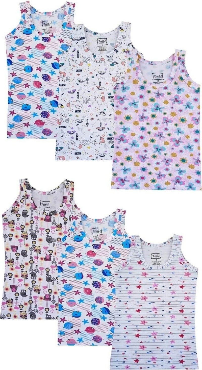 Tutku 12-Piece Economical Package Elastane Printed Patterned Wide Strap Girls Undershirt  - Image 5