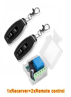 Kebidu 433 Mhz DC12V 10A 1 CH Relay Remote Control Switch Receiver + 2 Learning Code Transmitter Wireless Universal Remote Control for Garage Door