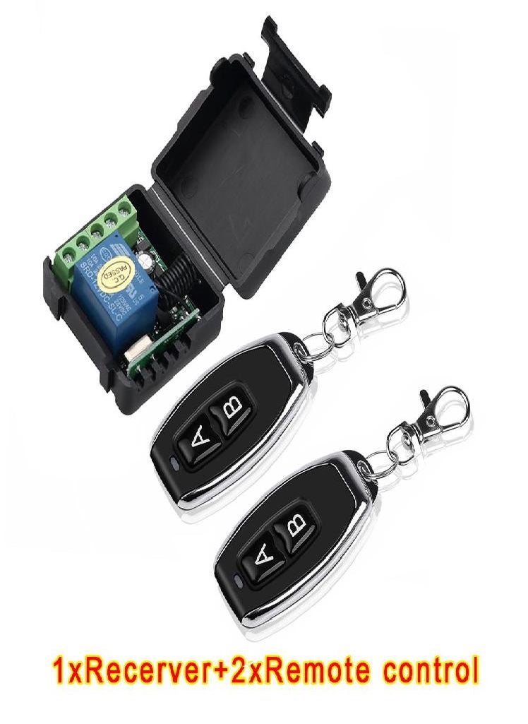 Eckek - Kebidu 433 Mhz DC12V 10A 1 CH Relay Remote Control Switch Receiver + 2 Learning Code Transmitter Wireless Universal Remote Control for Garage Door - Image 1