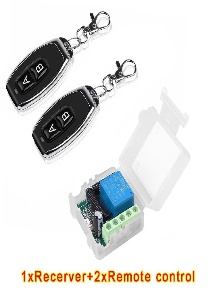 Eckek - Kebidu 433 Mhz DC12V 10A 1 CH Relay Remote Control Switch Receiver + 2 Learning Code Transmitter Wireless Universal Remote Control for Garage Door - Image 1