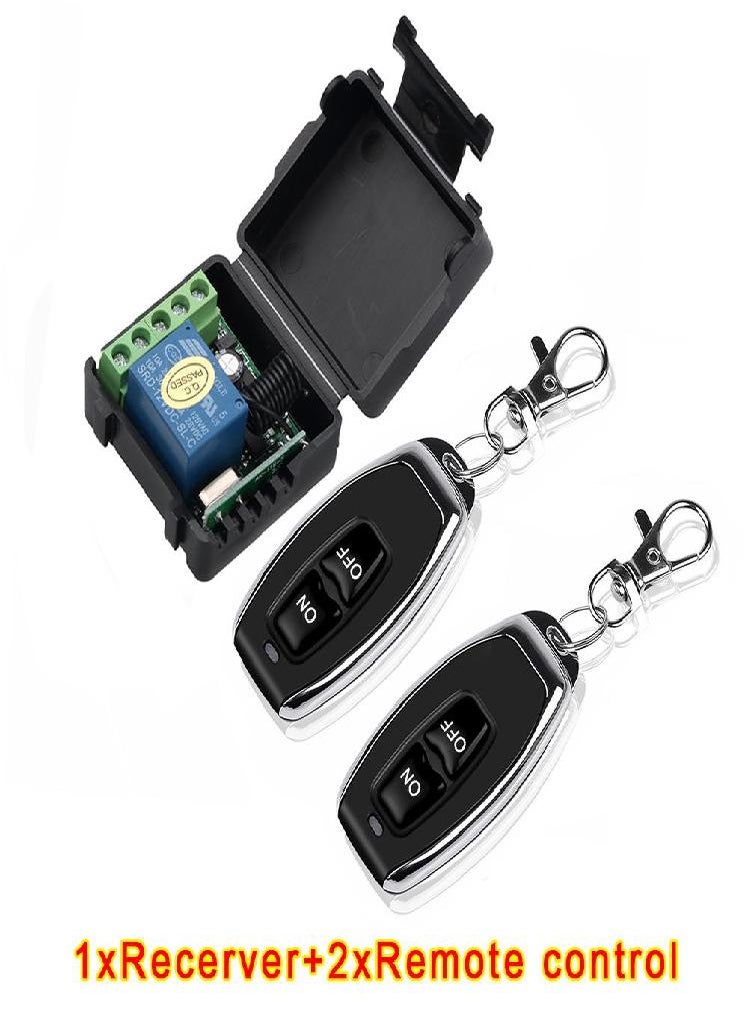 Eckek - Kebidu 433 Mhz DC12V 10A 1 CH Relay Remote Control Switch Receiver + 2 Learning Code Transmitter Wireless Universal Remote Control for Garage Door - Image 1