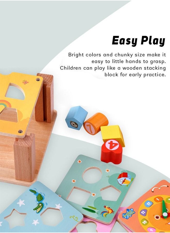 Wooden Intelligence Box Stacking Sorting Kids Toys Intellectual Challenge Brain Puzzle Game For Toddlers Early Educational Learning Block Games 36+ Months