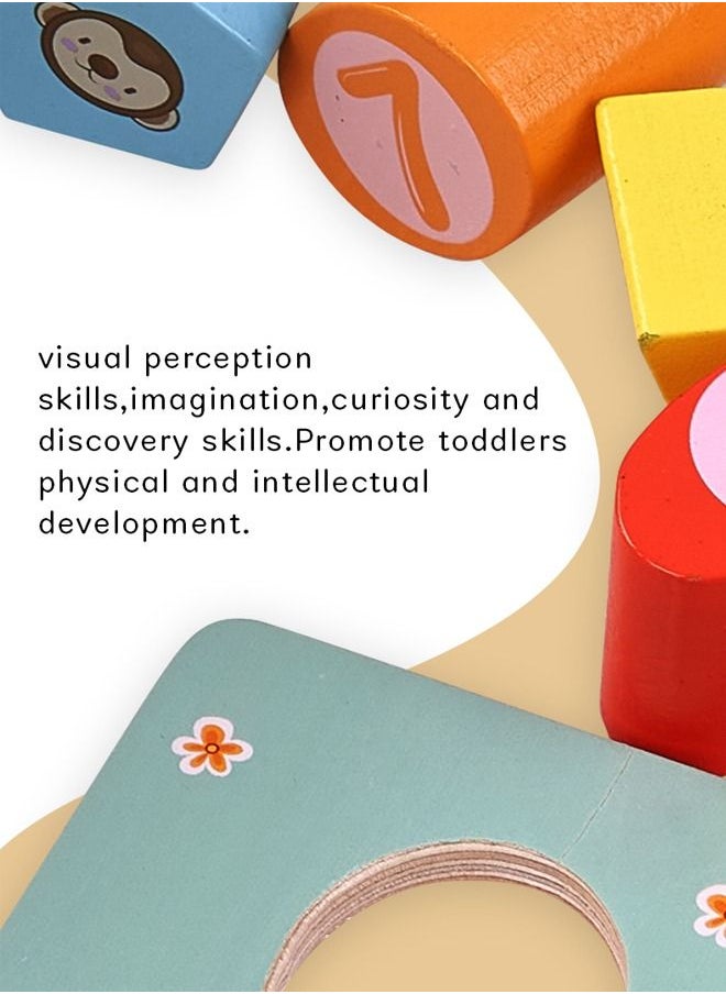 Wooden Intelligence Box Stacking Sorting Kids Toys Intellectual Challenge Brain Puzzle Game For Toddlers Early Educational Learning Block Games 36+ Months