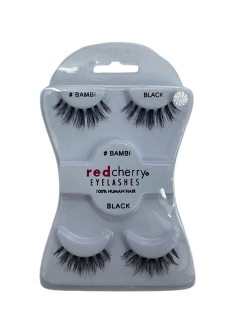 Red Cherry Pair Of 2 False Eyelashes BAMBI Black