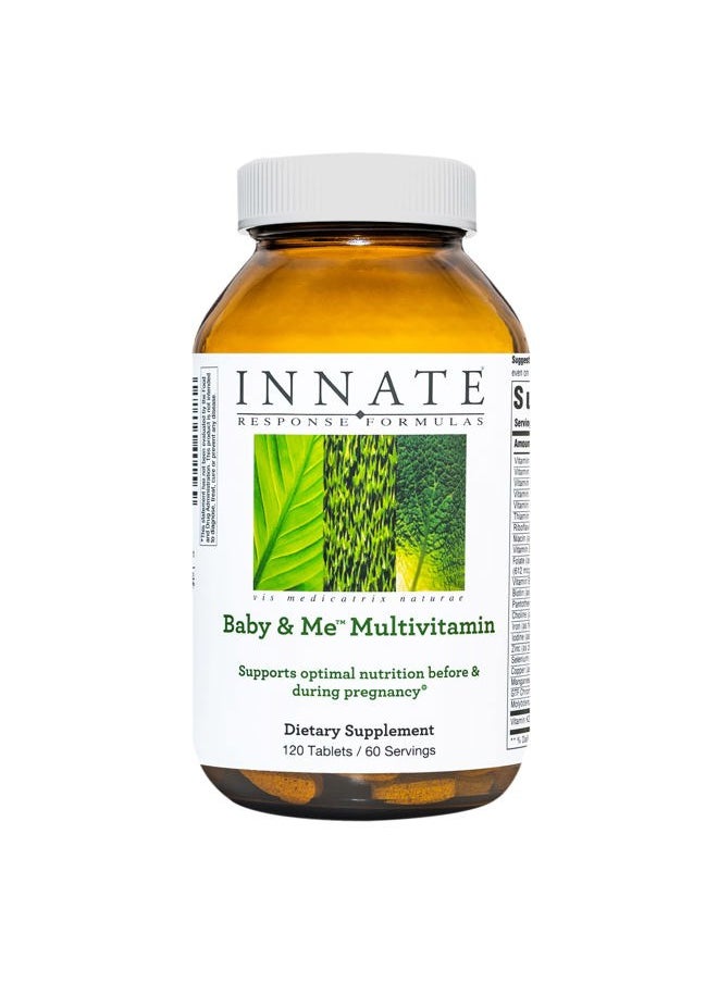Innate Response Formulas INNATE Response Formulas Baby & Me Multivitamin - Prenatal and Postnatal Vitamin with Folate, Choline, and Vitamins B12 and D3 - Vegetarian, Non-GMO, and Gluten-Free - 120 Tablets (60 Servings)  - Image 1