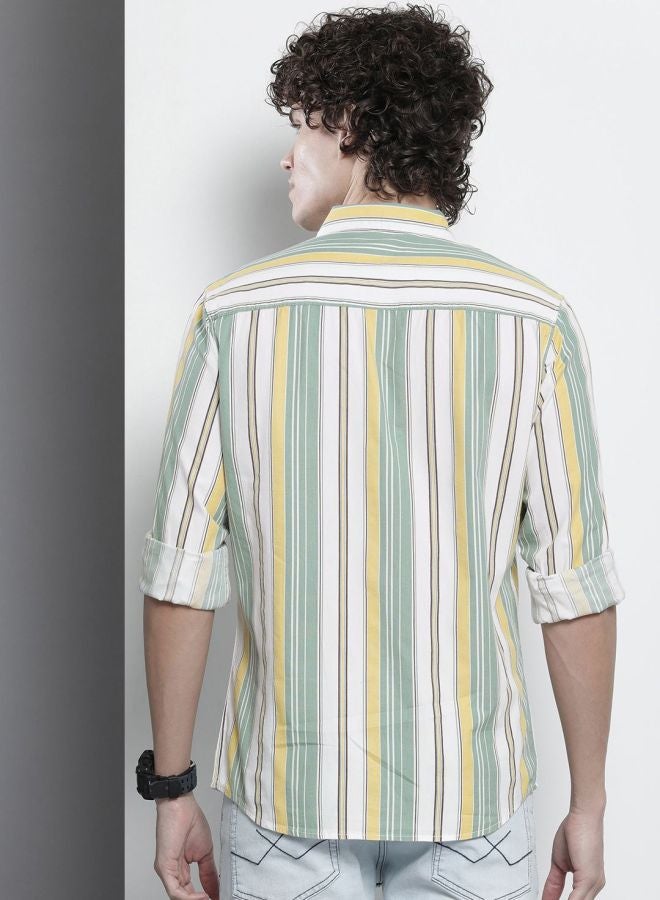 The Indian Garage Co Men Regular Fit Striped Full Sleeves Cutaway Collar Casual Shirt - Image 2